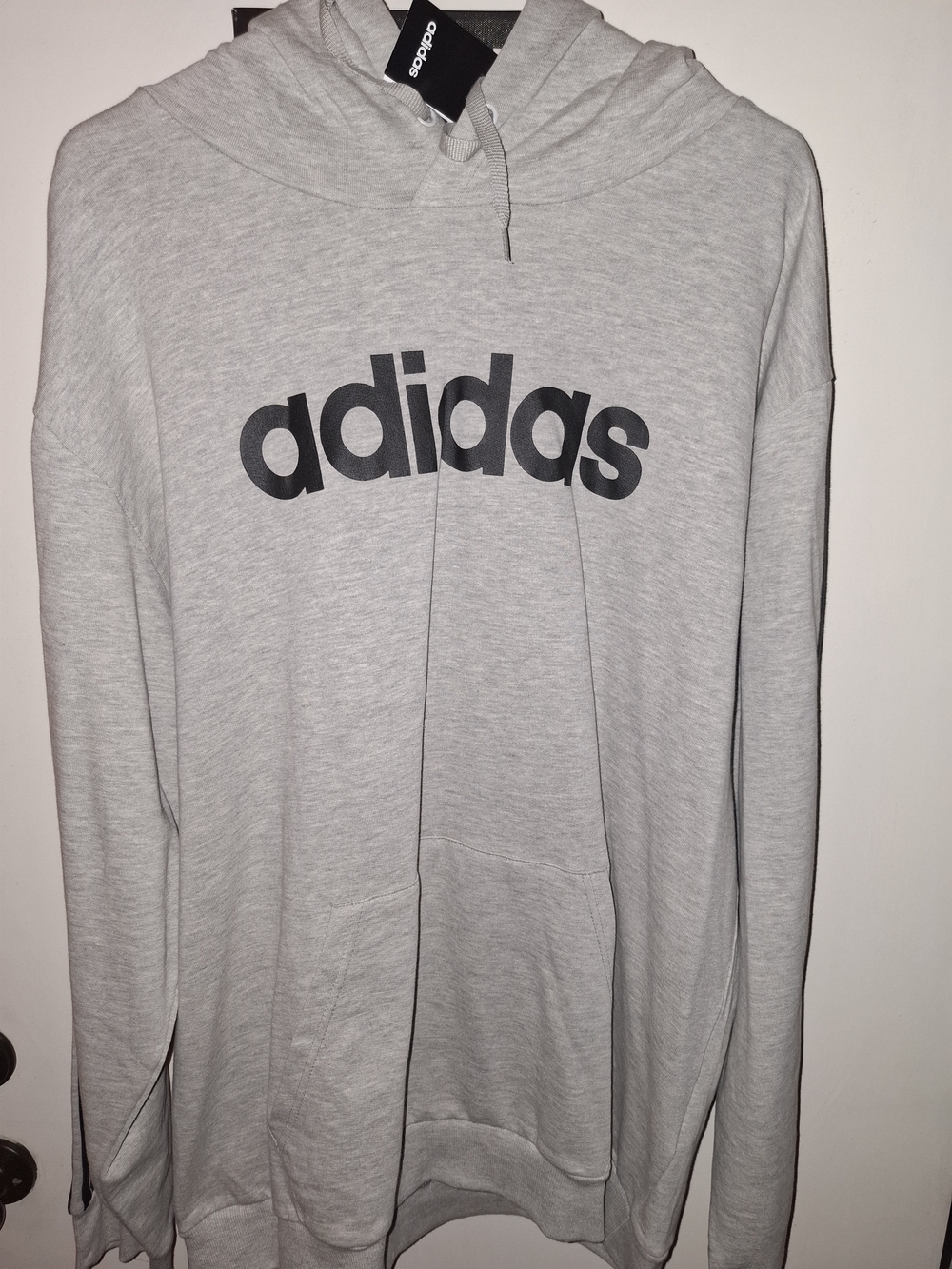adidas Light Gray Hoodie with Black Logo